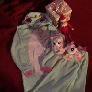 Unicorn pajamas and unicorn ty slippers set